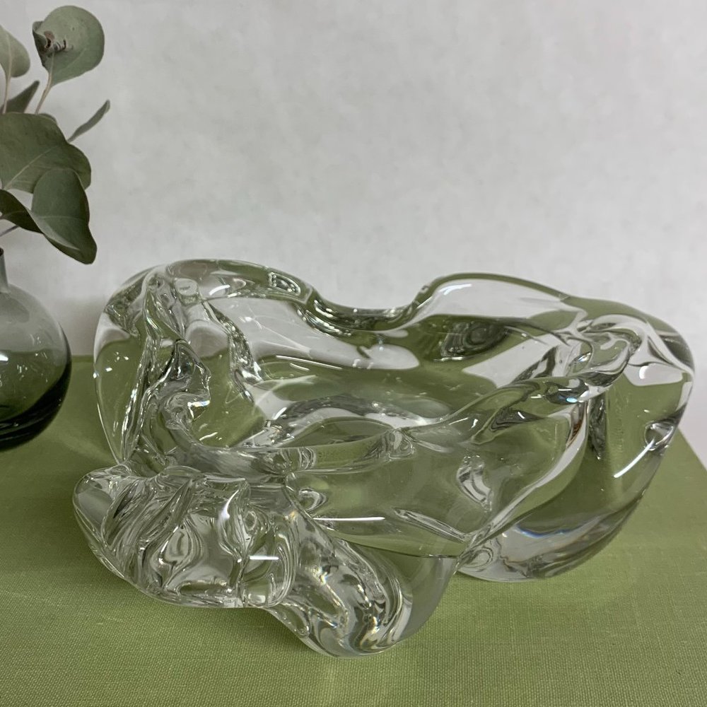 Amorphous clear art glass bowl, signed Fenton 1976